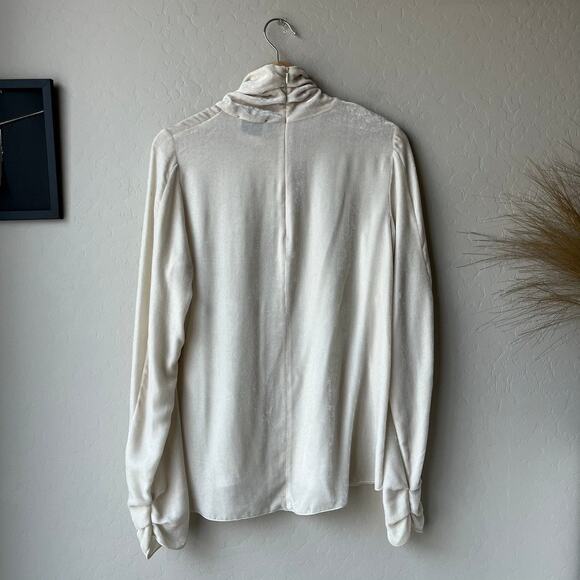 Forte Forte Turtleneck Cream Italian Velvet Silk Blend Long Sleeve Top Size 1 - Picture 7 of 10